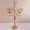 Candle Holders 5-Arms Wedding Candelabra Gold Plated Crystal Acrylic Holder Table Centerpieces Event Road Lead Stand