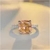 Klusterringar som lyser U S925 Sier Orange High Carbon Diamond Ring for Women Fine Jewelry Party Anniversary Drop Delivery DHUSM
