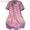 Abbigliamento etnico 2024 Fiore migliorato stampato cinese Qipao Dress Primavera Estate manica corta colletto alla coreana moda retrò Cheongsam