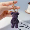 Keychains Lanyards Creative Diamond Patted Teddy Bear Keychain Japanese and Korean Cartoon Doll Söt Internet Celebrity Car Keychaindiamond Bag J240330