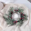 Dekorative Blumen 20 cm Christams Künstlicher Kranz für Kerzenständer Girlande Ring Gefälschte Kiefernbeeren Kerzenhalter Party Tischdekoration Dezember