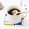 Placemats Mondriaan Minimalist De Stijl Moderne Kunst Fatfatin Onderzetters Koffie Set van 4 Placemats Cup Servies Pads Voor Thuis Eetbar