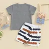Set di abbigliamento Set di vestiti per bambina estiva per neonato T-shirt a maniche corte unisex Pantaloncini a righe 2 pezzi