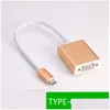 Câbles d'ordinateur Connecteurs Type-C vers VGA Adaptateur USB 3.1 Mâle Femelle USB-C pour PC Portable Drop Delivery Ordinateurs Réseau Accessoire Otkzq