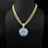 Pendant Necklaces Iced Out Blue Earth Cubic Zircon Necklace For Men Fashion Hip Hop Crystal Big Miami Cuban Chain Party Jewelrypendant Dhpon