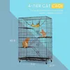 Kattbärare Collopible Metal Kitten Ferret Cage 360 ​​° Roterande hjul Kåp PET PLAYPEN med rampstegar Hammock och säng