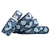 Bälten Fashionabla läderbälte unisex lyxsimulering blå oregelbunden geometrisk mönster ormmönster automatisk spänne midjebälte Q240401