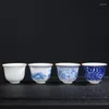 Juegos de té 2 unids/set tazas de té de porcelana esmaltadas artesanías tradicionales tazón de Kungfu para oficina suministro de bebida para el hogar