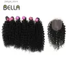 Синтетические парики Bella Afro Kinky Curly Synthetic Hair 6 пучков с 1-сантилогом 7pcs/лот Ombre Color 16-20-дюймовый кудрявые пакеты Y240401