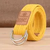 Belts Wholesale of Solid Color Canvas Neutral Belt Alloy Double Ring Buckle Multi color Womens Belt Campus Youth Boys and Girls Belt Q240401