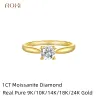 Kedjor Roxi 1Carat Moissanite Diamond Sterling Sier Rings for Women Real Gold 10K/ 14K/ Engagement Wedding Rings Fina smycken