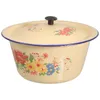 Bowls Enamel Basin Lid Bowl Storage Salad Lids Plate Tureen Pot Vintage Retro Style Soup Household Stainless Steel