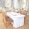 Nappe de Table personnalisée avec jupes, en Polyester, rectangulaire, pour fête d'anniversaire et de mariage