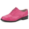 Oxfords mode ny äkta läder handgjorda skor damer mei rött plus storlek kvinna platt skor snörning oxford skor för kvinnor brogue