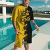 Men Set K King Letter Print Tshirt Sets Oversized Loose Casual Suit 2 Piece Short Sleeve Beach Tracksuit Designer Man Clothing 240402