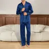 Mens Sleepwear Silk Satin Pyjamas Set Pijama Loungewear Suit Female Sleep Two Piece Long Sleeve Pyjamas 240307 Drop Leverans Apparel U DHME6