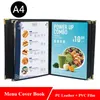 A4 PU Leather 6 Pages 12 Aways Restaurant Cafe Menusts 8.5 × 11 أغطية خياطة واضحة