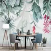 Fonds d'écran Milofi personnalisé grand papier peint mural nordique vert plante tropicale feuille de bananier wapiti fond décoration murale peinture