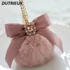 Keychains japansk stil Pearl Rhinestone Gem Bow Handmased Dream Bag Hanging Chain Pendant Fuzzy Ball Key Accessories