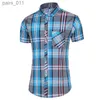 Camisas casuales para hombres nuevas camisas a cuadros de moda hombres verano camisetas de manga corta para hombres de talla de talla de talla de talla de talla hawaiiana blusa macho 5xl 6xl 7xl 240402