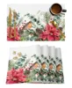 Table Cloth Christmas Eucalyptus Berries Robin Round Tablecloth Waterproof Wedding Party Cover Dining