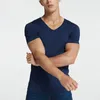 Мужские футболки Летняя рубашка Бесшовные с v-образным вырезом Быстросохнущие футболки из ледяного шелка с короткими рукавами Сплошной цвет Дышащие спортивные топы для фитнеса и бега