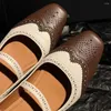 ارتداء أحذية Danxuefei النسائية المصنوعة من الجلد الأصلي مزيج اللون المرقع النحت على الطراز البريطاني ماري جين فلاتس عالية الجودة بيع يوميا بيع يوميا