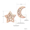 Boucles d'oreilles ZooMango à la mode OL Style en acier inoxydable CZ cristal étoile lune étincelle bijoux de fête pour les femmes ZE19093