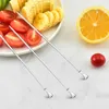 Forks 6pcs Restaurante reutilizável Spestert Skewers Stick Snack Party Silver Mixing Cocktail Pick Aço inoxidável Azeite de dente