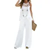 Modern and Comfortable Women's Casual Set with Grid Irregular Tops and Wide Leg Pants Perfect for a Contemporary and Relaxing Look AST48986