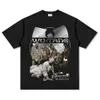 Hip Hop Wu Tang imprimé rue américaine à manches longues T-shirt à manches courtes lavé vieille marque de mode haut ample