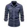 Vestes pour hommes Veste Printemps et Automne Velours côtelé Couleur unie Chemise à manches longues Business Slim Casual