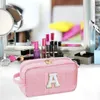 Storage Bags Seersucker Cosmetic Bag Travel Toiletry Large Makeup Case Girls Handbags Purses Initial Cute Make Up Organizer