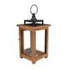 Candle Holders Medium Decorative Wood And Metal Lantern Holder Brown