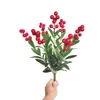 Decorative Flowers Christmas Holly Berry Red Twig Stem Fruit Home Decor Bouquet Diy Craft Ornament For Wedding Picture 1