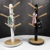 Hooks Tree Shape trämugg Hängande Display Rack Drinkware Shelf 6 Coffee Tea Cup Storage Holder Stand Stand Stand Stand Stand