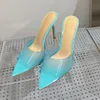 Fashion New Versatile Female High Heel Sandals Summer Transparent PVC Upper Design Banquet Pointed Head Candy Colors Slippers High-end Open Toe Women's Pumps