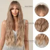 Perruques Long Water Wave ombre Wigs synthétiques perruques brunes légères avec frange Daily Party Cosplay Hair Wig for Women Natural Heat résistant