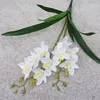 Decorative Flowers 2 Forks Orchid Artficial Flower Real Touch Cymbidium Bouquet With Fake Leaves Wedding Home Chritmas Garden Decoration