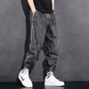 Loose Elastic Waist Denim Jeans for Men 2024 Fashion Casual Spring Workwear FootTied Pants with Brand Baggy Trousers 240323