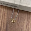 Luxe koperen ketting met lange varkensneusbedel.925 sterling zilveren varkensneusketting met diamanten gesp en universele gesp met logo