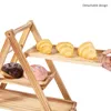 Plates Wooden Three Tiered Cupcake Stand Wood 3-Layer Serving Tray Rectangle Platters Party Dessert Bread Home Storage Rack Holder