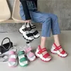 Plattform Sandaler Kvinnor Summer Chunky High Heels Female Wedges Shoes For Fish Toe Red Sandalia Feminina 240311