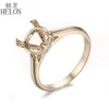 HELON Round Cut 9mm Semi Mount Engagement Wedding Ring Setting Solid 14k 10k Yellow Gold Women Solitaire Fine Jewelry 240402