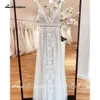 Plunging V Bohemian Wedding Dress 2023 Vestido Noiva Summer A Line Boho Neck Lace Open Back Sleevele 240329