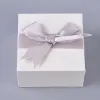 Cajas de joyería de cartón cuadradas con terciopelo de esponja y lazo de cinta, 12/18 Uds., cajas de joyería para embalaje de regalos, 7,6x7,6x4,3cm