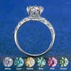 Pierścienie klastra hurtowy prawdziwy pierścień moissanite 1 retro design niebieski zielony różowy czerwony cyjan żółty diament srebro dla kobiet biżuteria