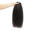 Наращивание волос, 20 шт./упак., кудрявая прямая лента для наращивания человеческих волос, настоящие натуральные волосы Remy, невидимые клейкие волосы, шиньон яки для женщин