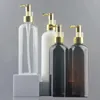 Butelki do przechowywania 300 ml 4-kolorowy dostępny okrągły kształt Squeeze Squeeze Pet Portable Plastikową Butelkę z aluminitową złotą pompę kolorów
