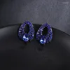 Boucles d'oreilles pour femmes, bijoux à la mode, Style couleur bleue, strass faits à la main, clous en cristal doux pour filles